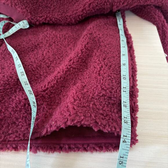 COS Oversized Teddy Fleece Sweatshirt Size XS Wool Blend Burgundy Crew Neck - Picture 12 of 13